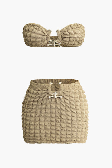 Popcorn Textured Tube Top And Mini Skirt Set