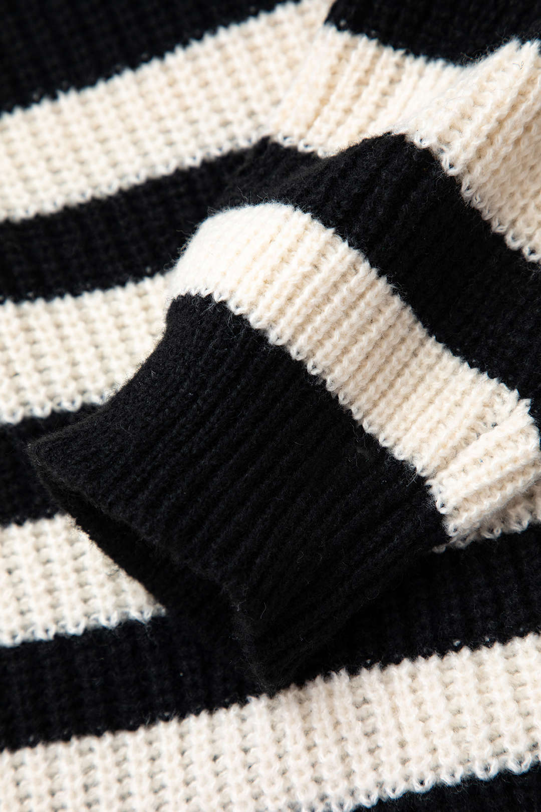 Stripe Half Zipper Lapel Sweater