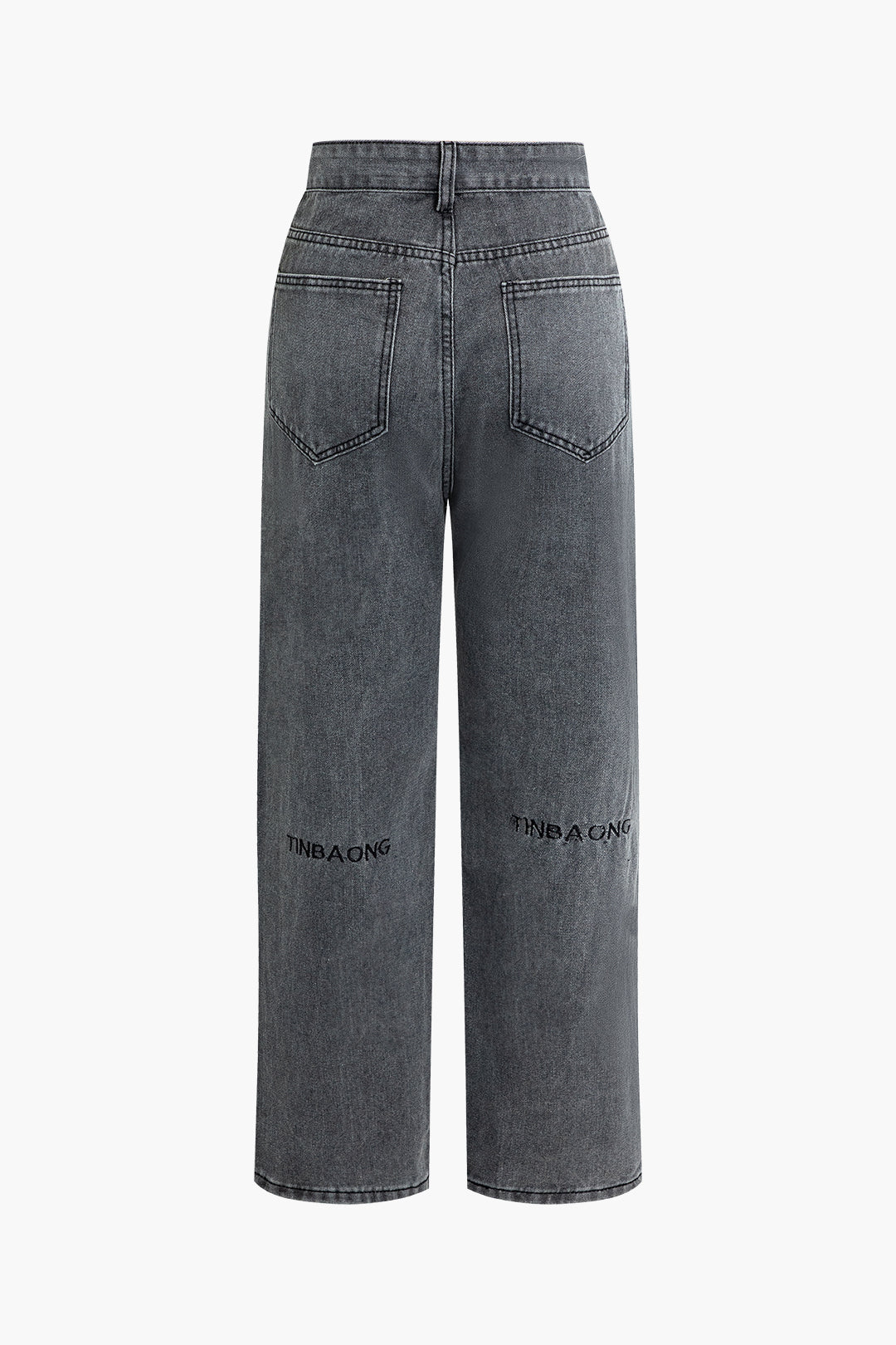 Letter Embroidery Straight-leg Jeans