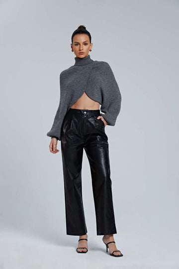 Batwing Sleeve Turtleneck Crop Sweater