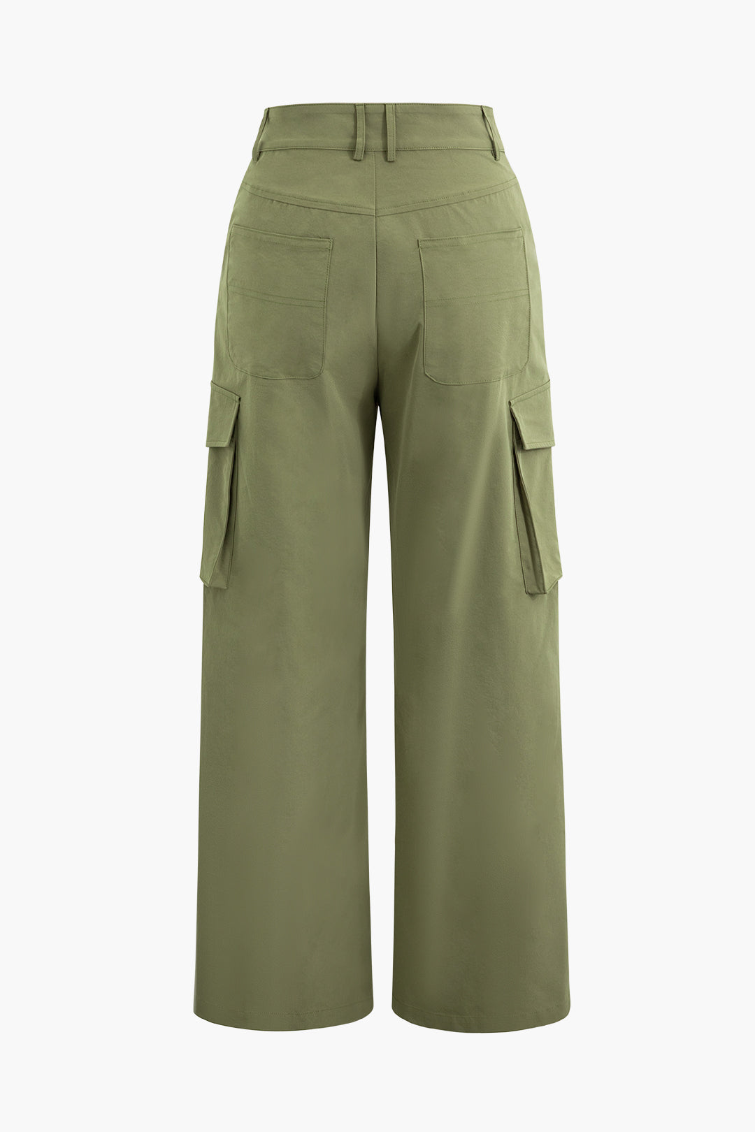 Flap Pocket Zip Up Wide Leg Cargo Pants