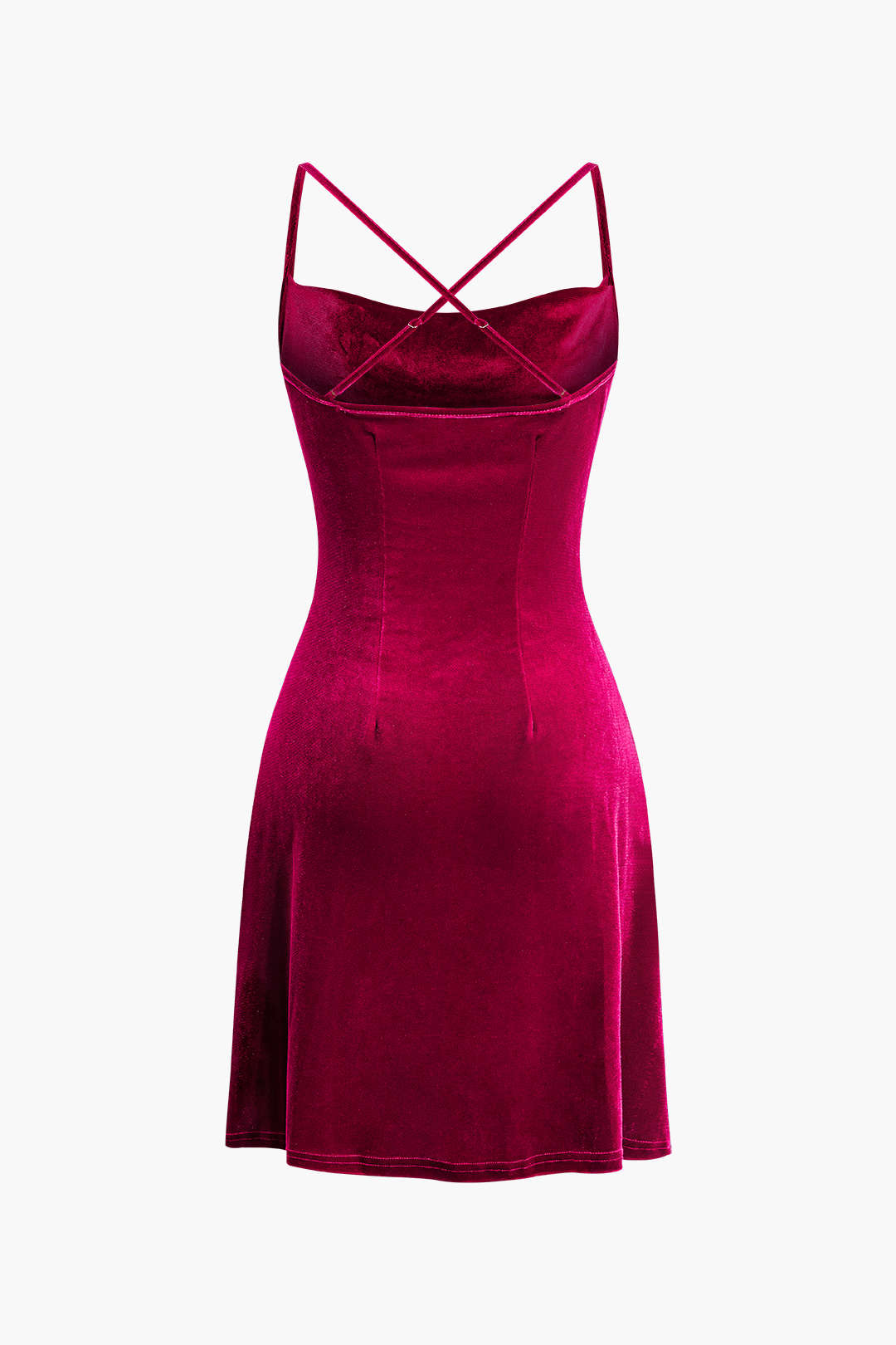 Velvet Cowl Neck Cross Back Mini Dress