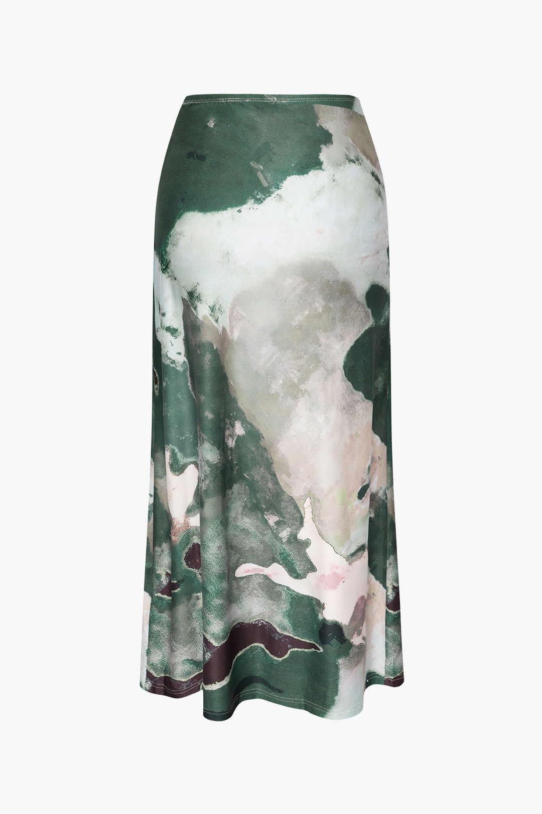 Watercolor Print Midi Skirt