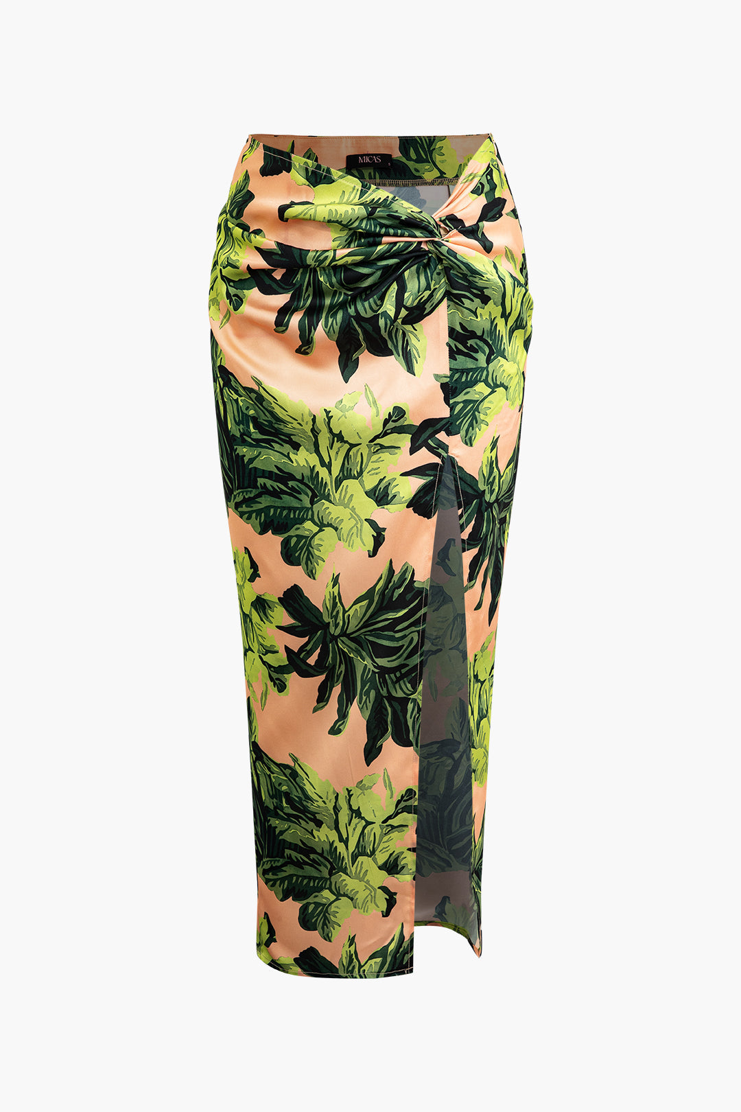 Leaf Print Split Twist Knot Skirt