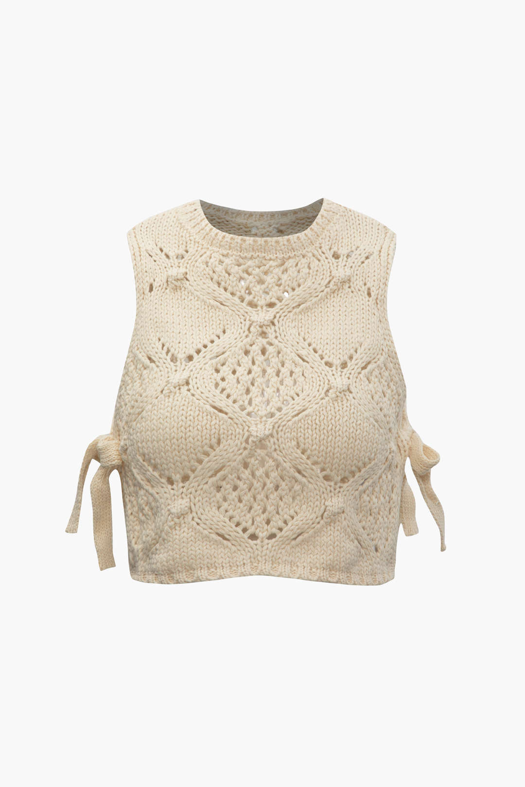 Cut Out Tie Side Open Knit Vest