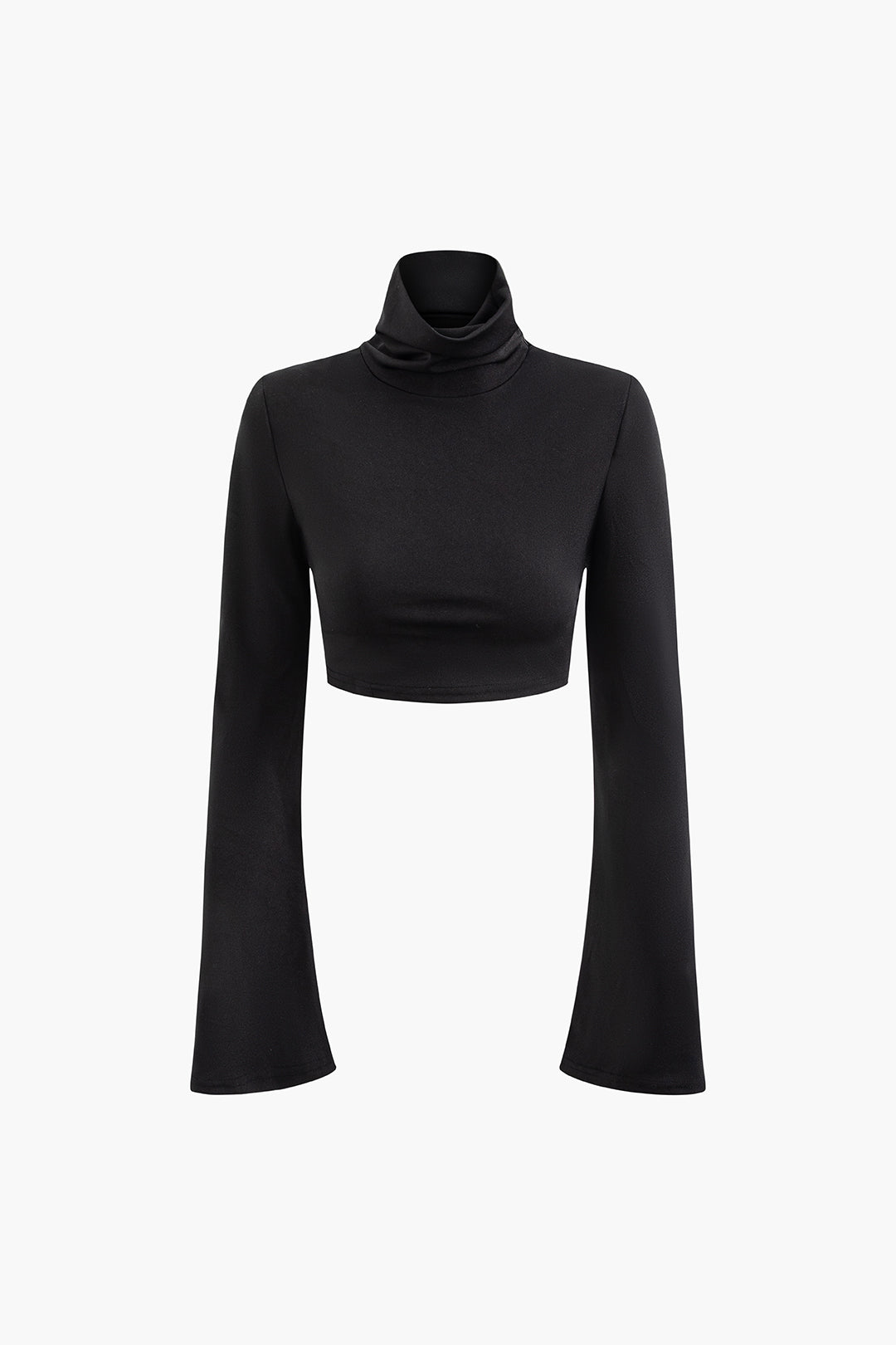 High Neck Bell Sleeve Crop Top