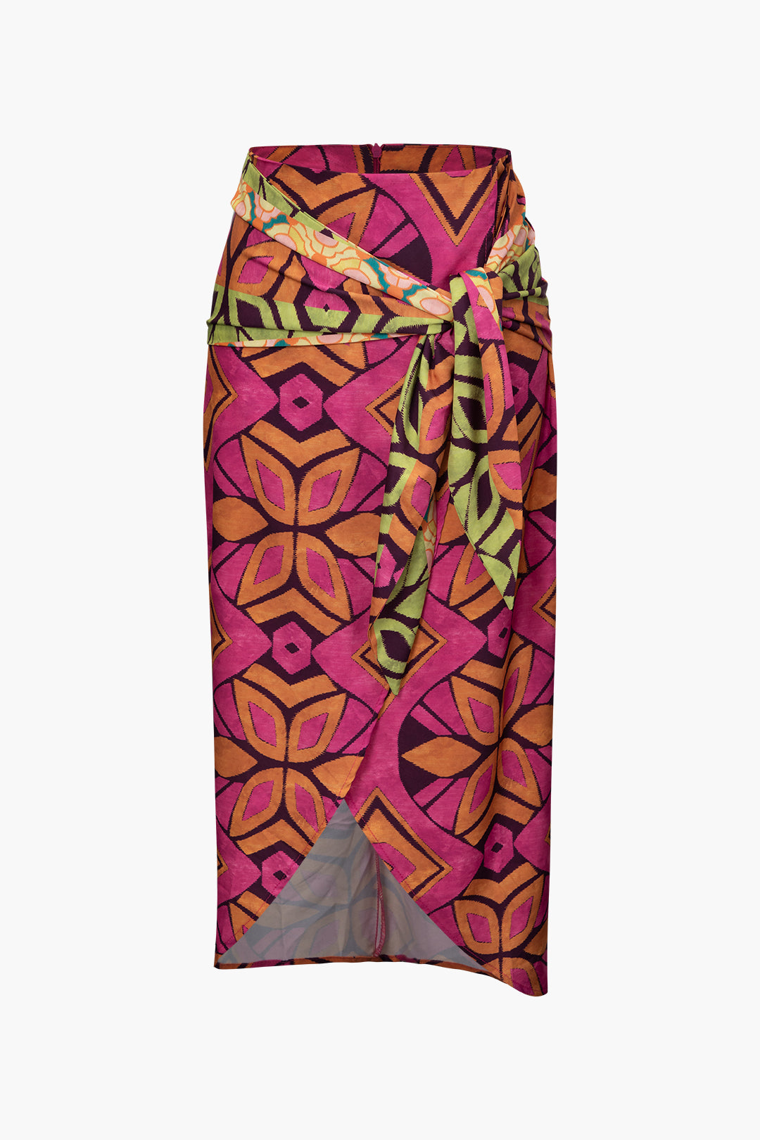 Colorful Geometric Print Wrap Skirt