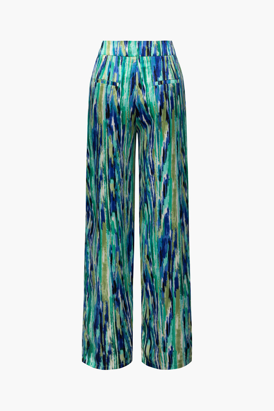 Marble Print High Waisted Full-length Straight Leg Pants