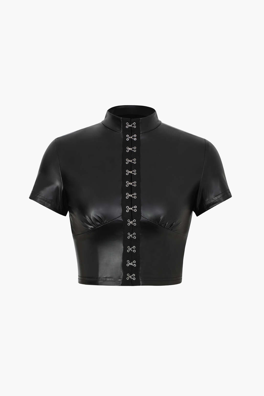 Hook And Eye Faux Leather T-Shirt