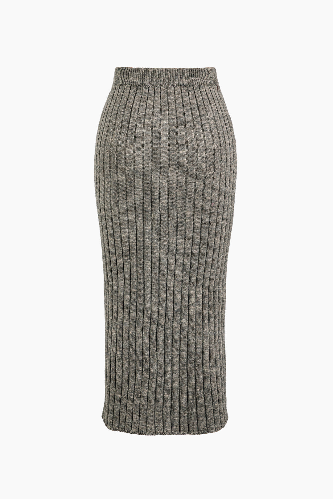 High Waist Ribbed Knit Midi Skirt