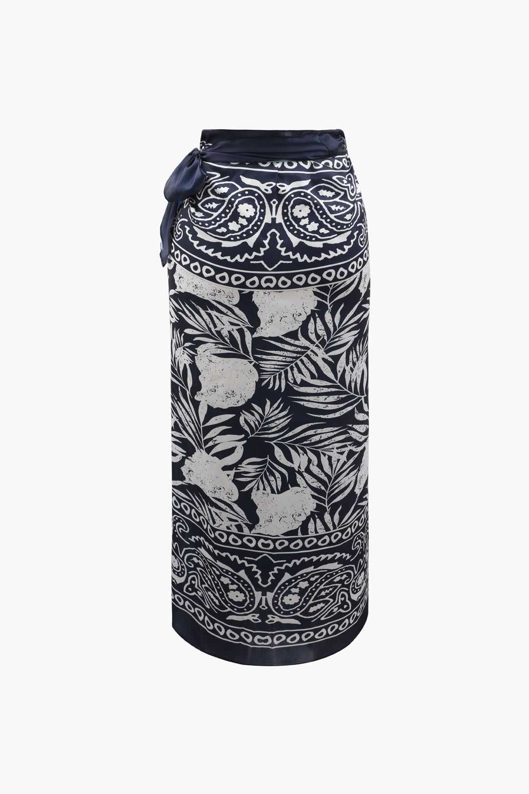 Paisley Print Knot Side Midi Skirt