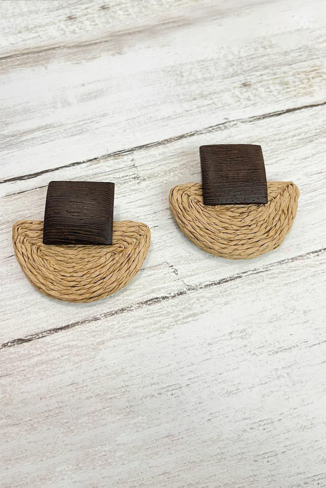 Geometric Fan-shaped Wooden Earrings