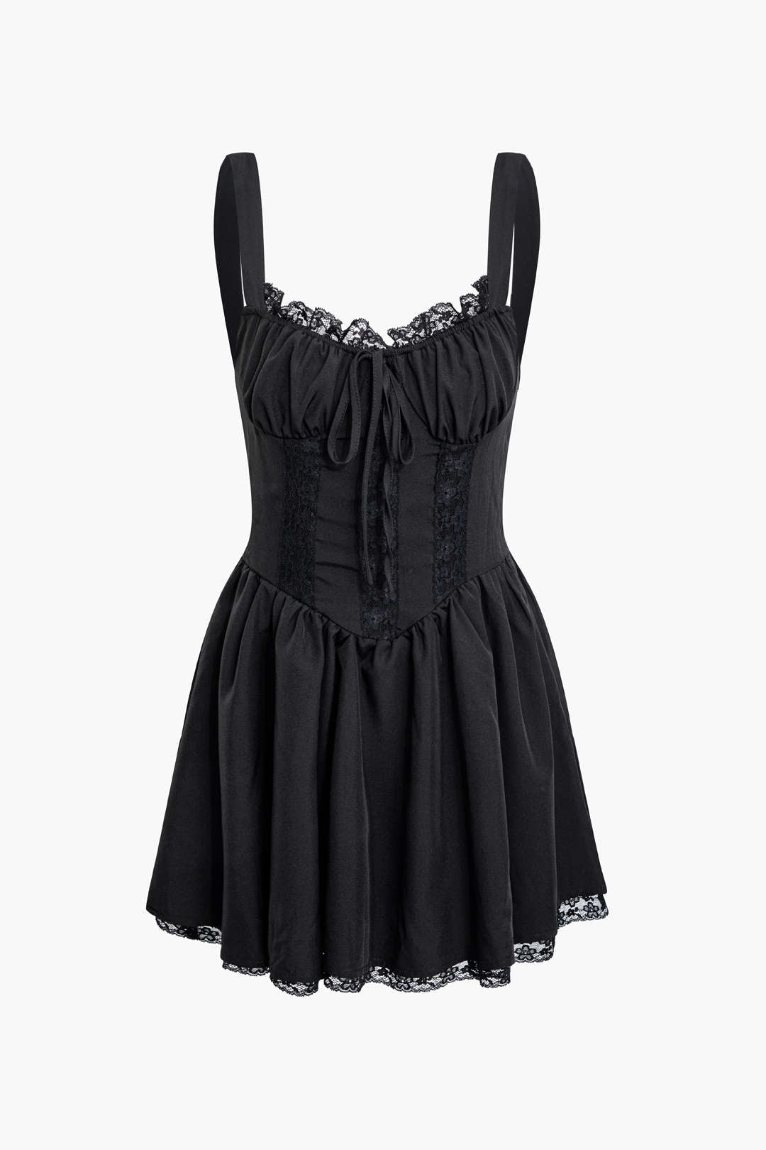 Braided Eyelet Pleated Slip Mini Dress