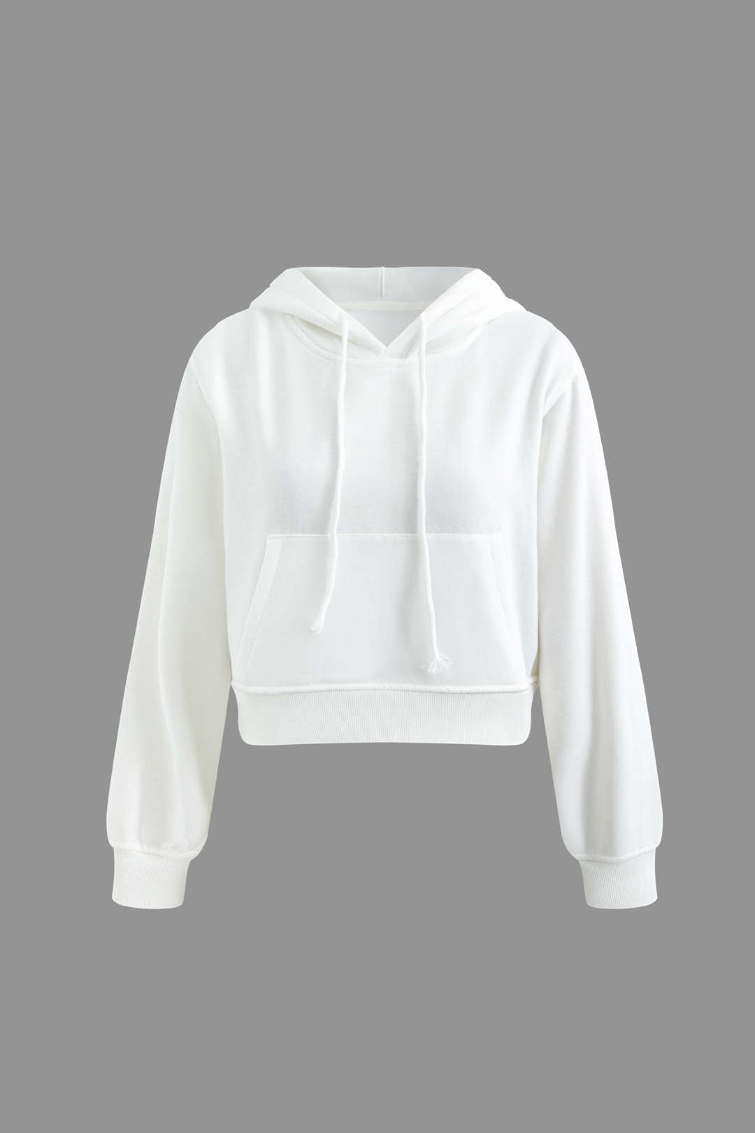 Solid Long Sleeve Drawstring Pocket Hoodie