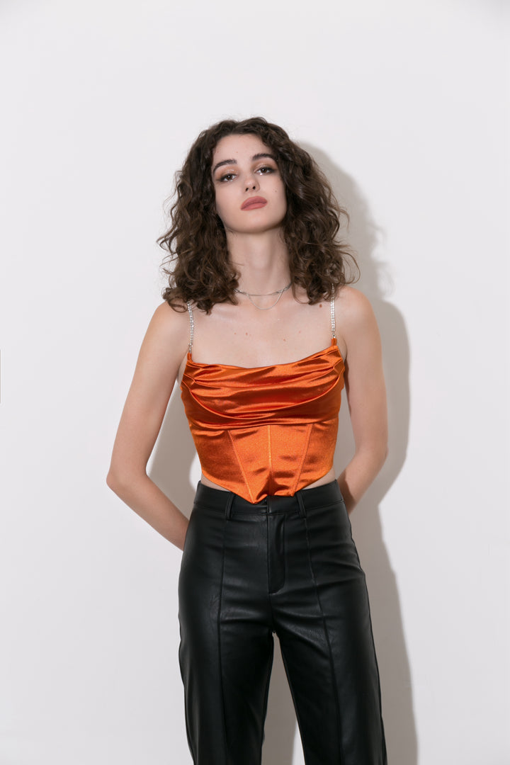 Satin Draped Corset Top