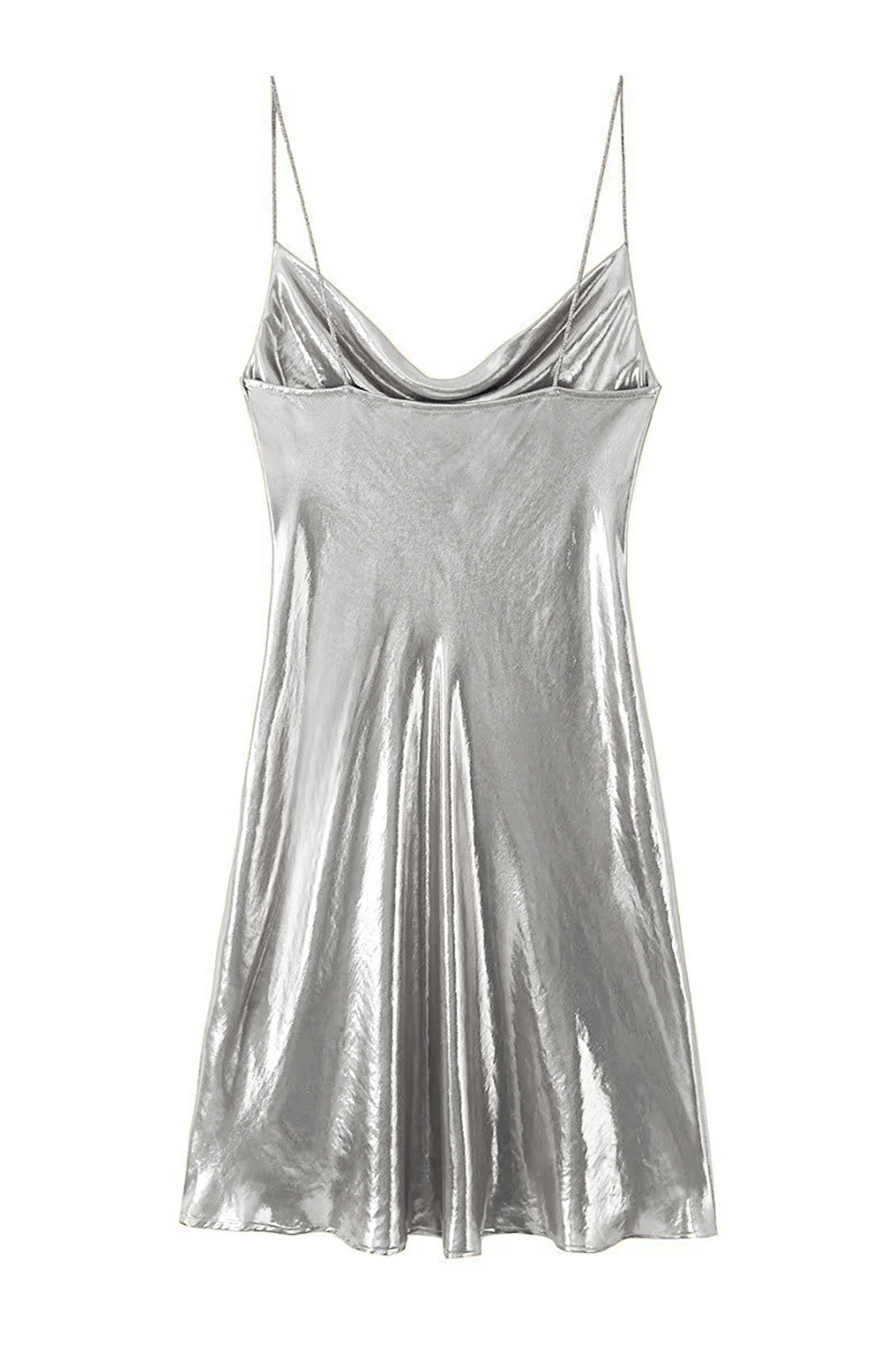 Cowl Neck Metallic Slip Mini Dress