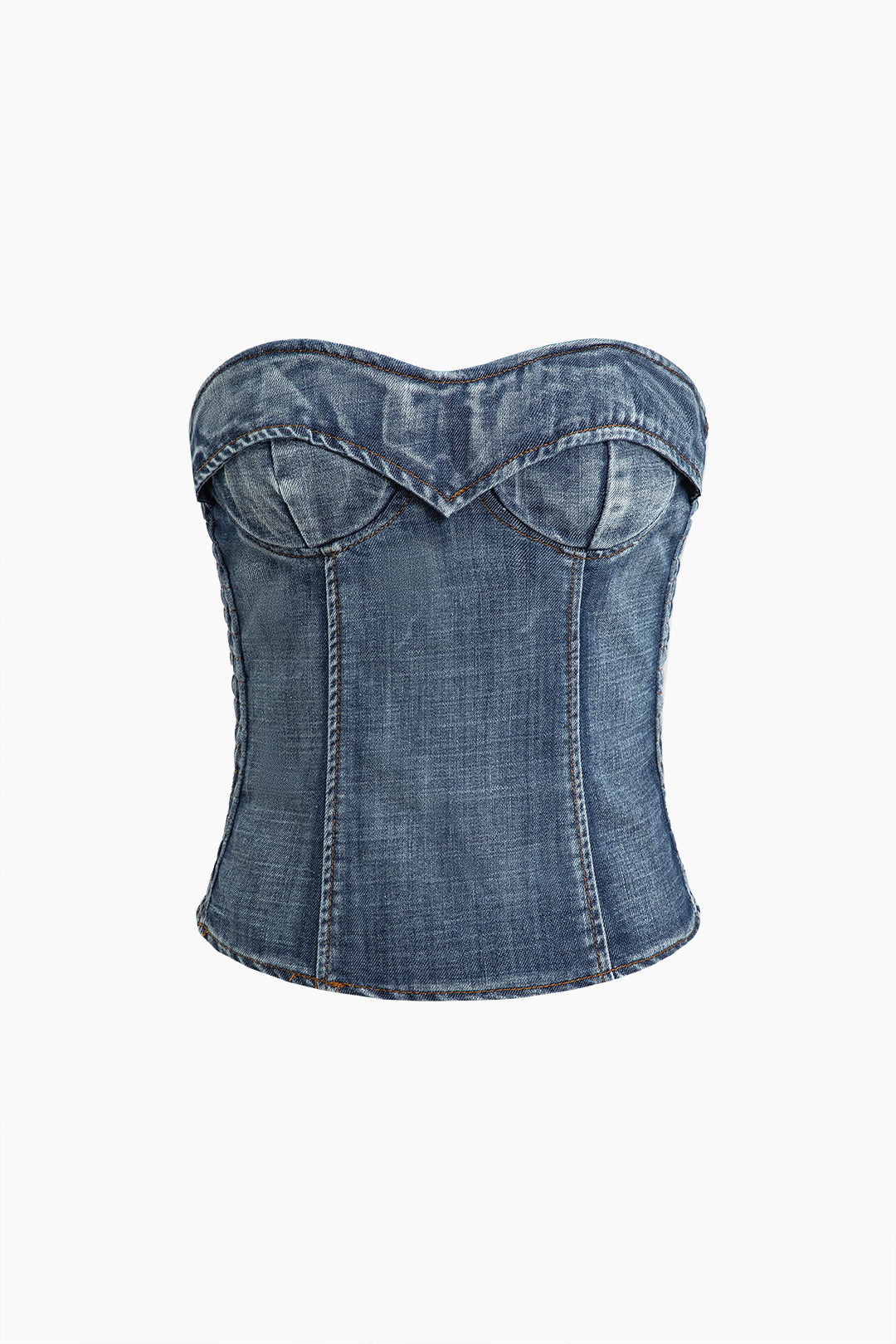 Smocked Back Bustier Denim Bustier Tube Top