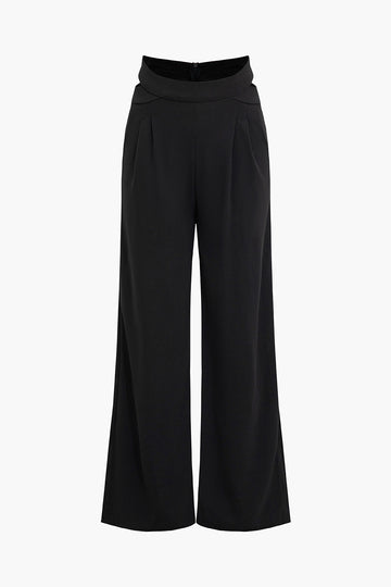 Solid Cut Out Wide Leg Pants