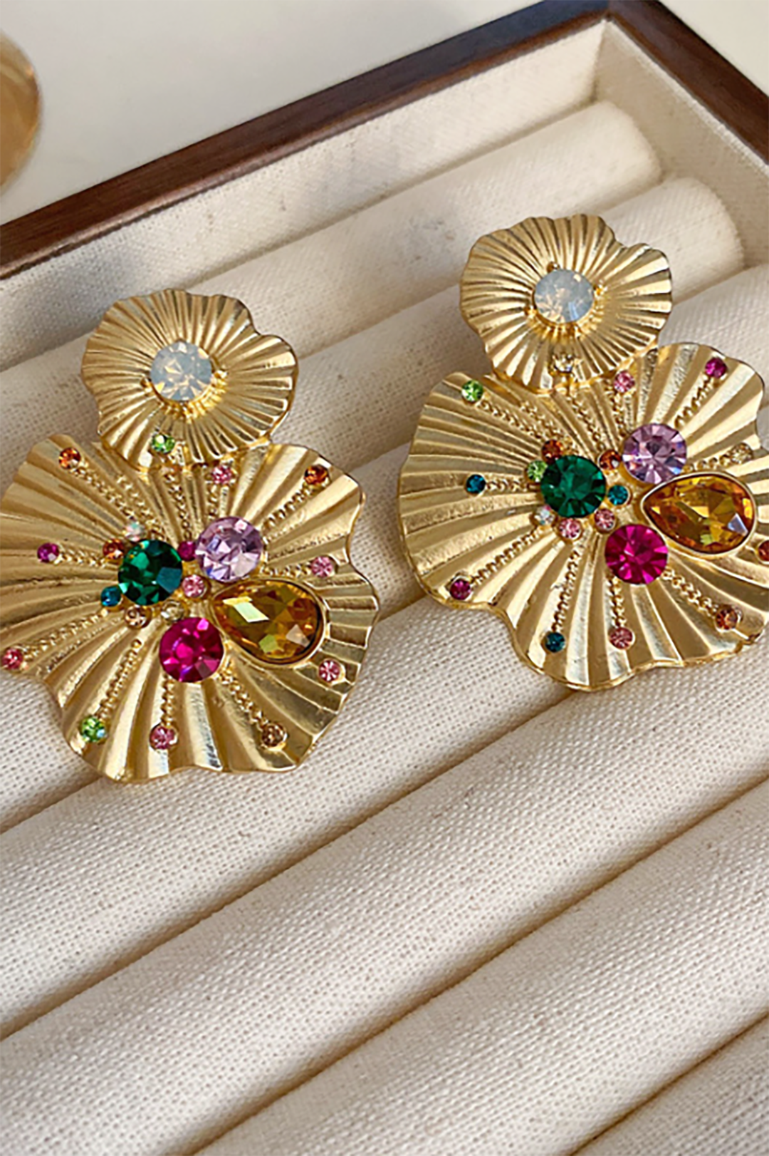 Crystal Embellished Textured Earrings