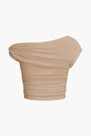 Asymmetrical Ruched Crop T-shirt