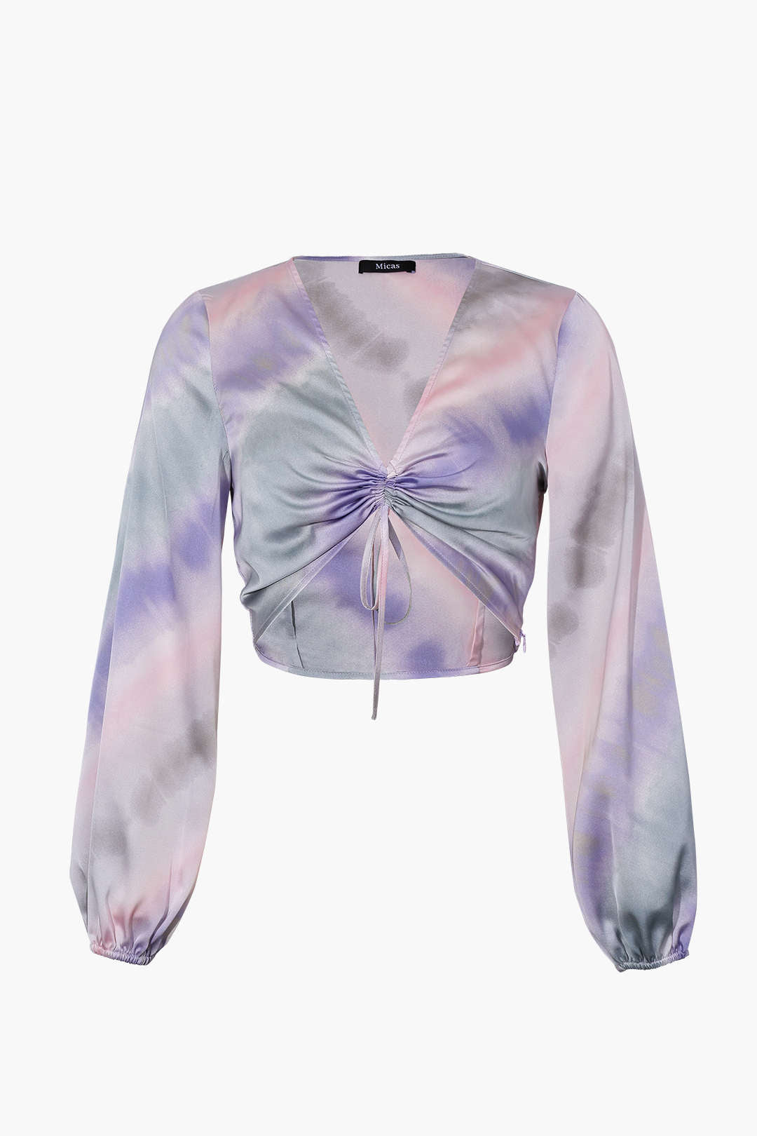 Tie Dye Satin Long Sleeve Top