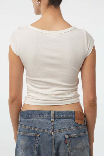 Solid Ruched Crop T-shirt