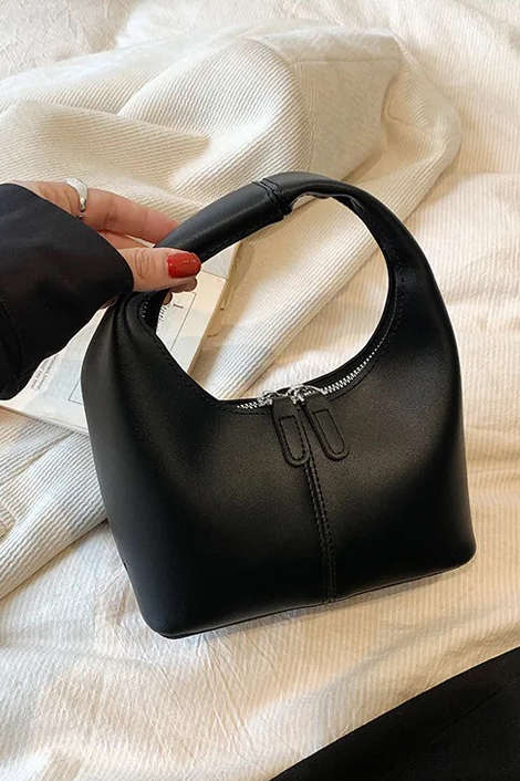 Solid Faux Leather Tote Bag