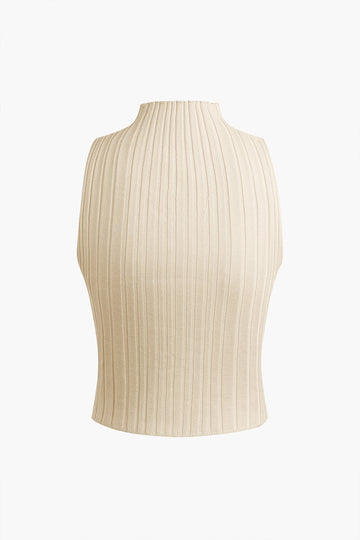 Twist Mock Neck Knit Tank Top