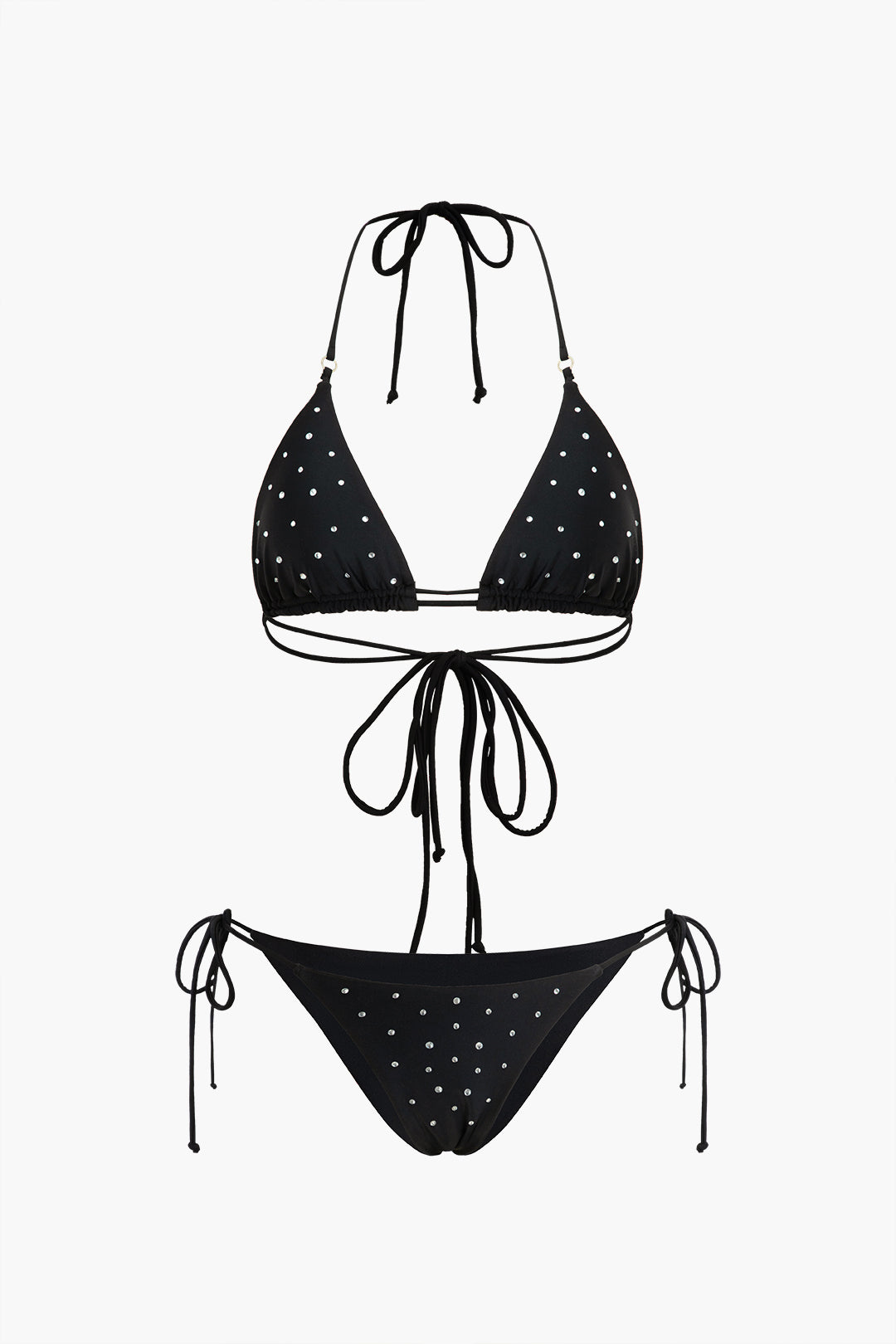 Rhinestone Embellished Halter Bikini Swimsuit Set