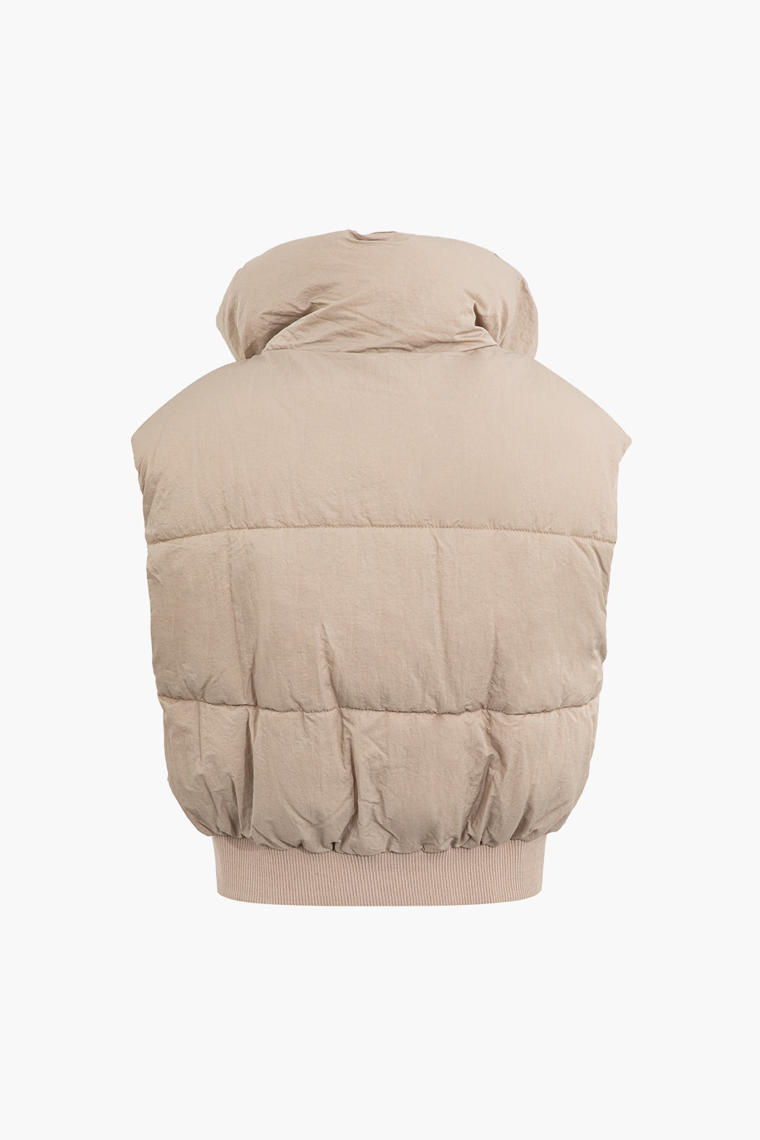 Stand Collar Sleeveless Zipper Puffer Vest