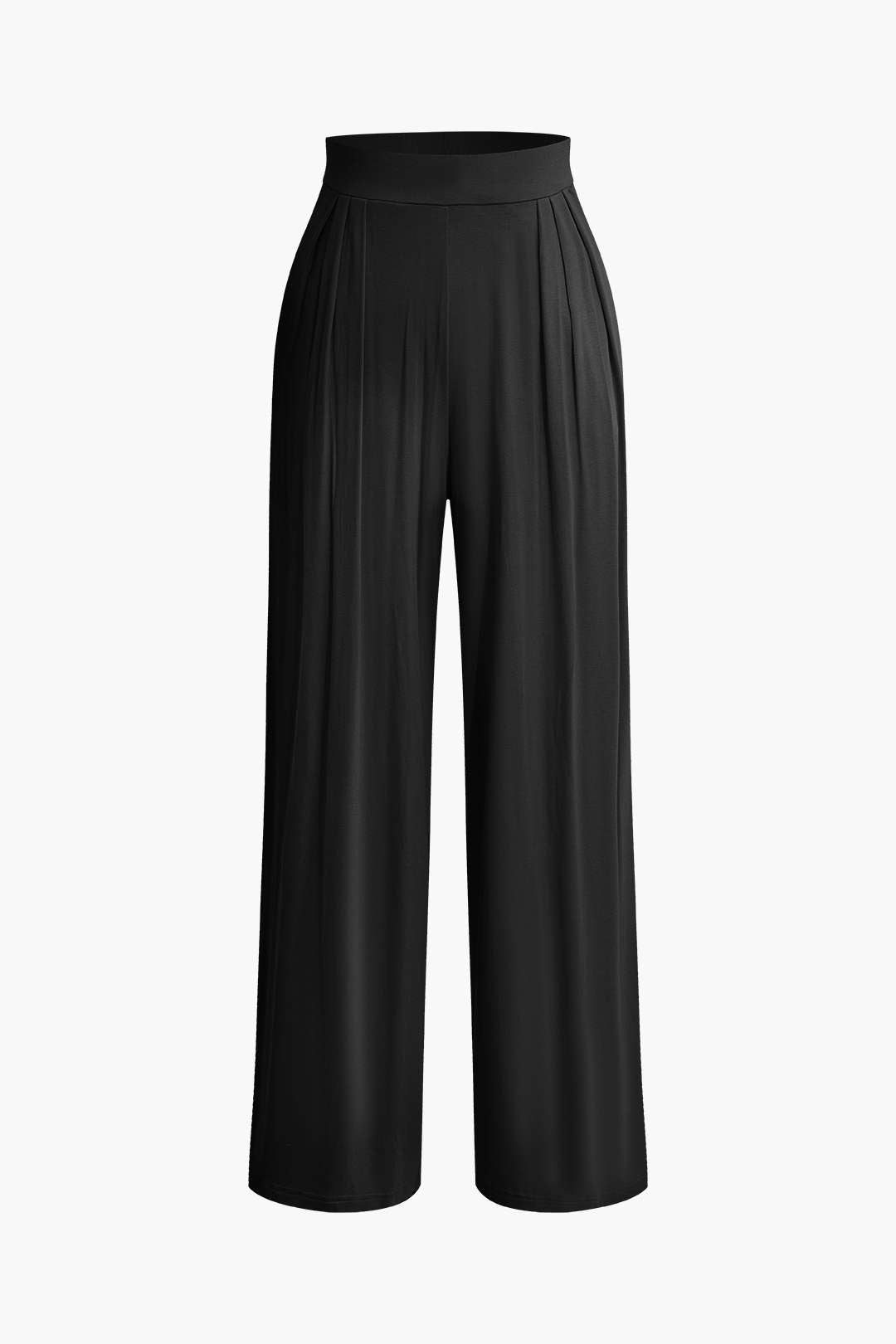 Tie Knot Front Ruched Tube Top And Pleated Wide Leg Pants