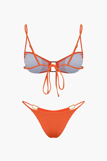 Adjustable Strap Back Tie Two-Piece Bikini Set