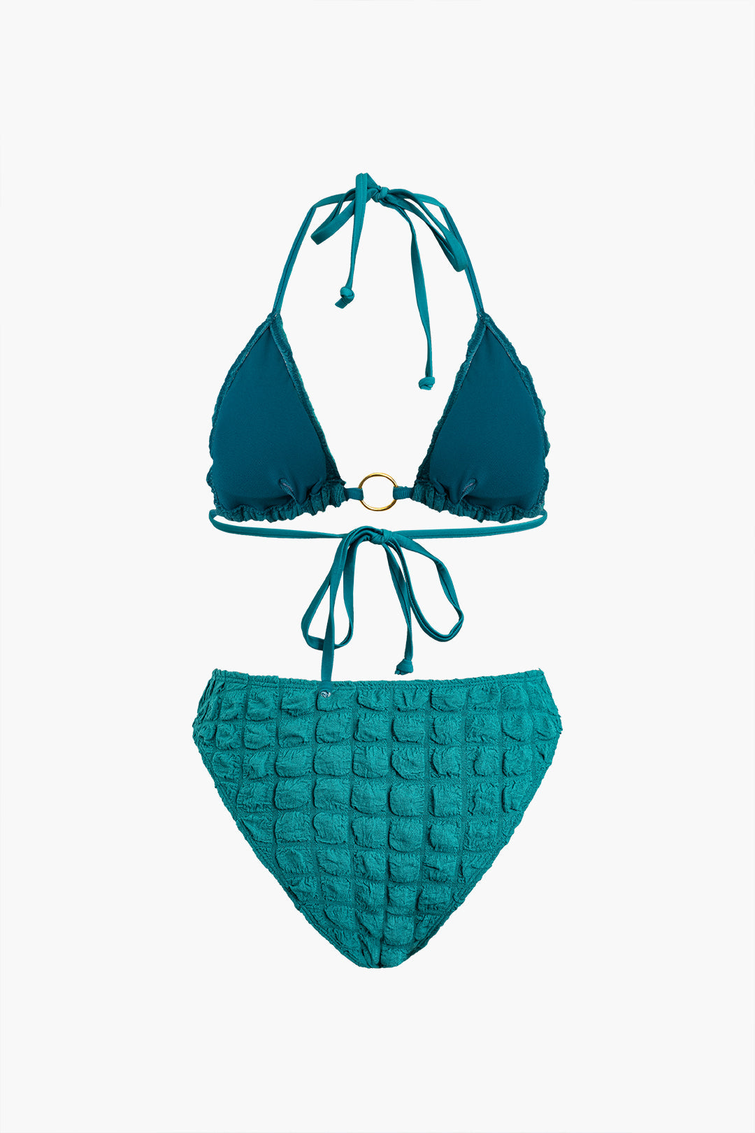 Quilted Ruched Tie Halter Bikini Set