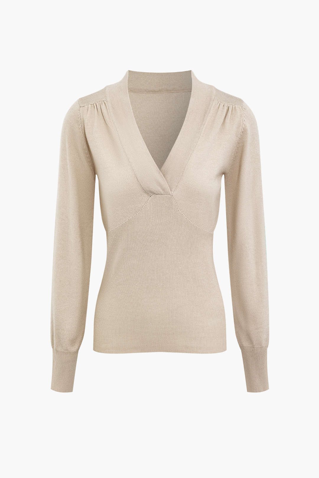 V-neck Slim Long Sleeve Knit Top