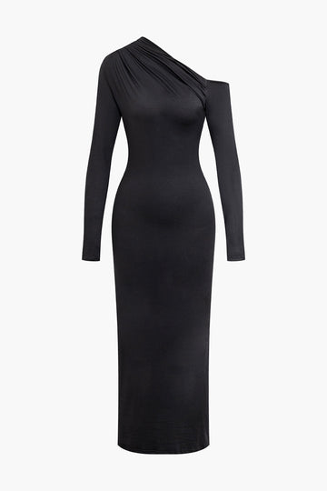 Asymmetrical Long Sleeve Maxi Dress