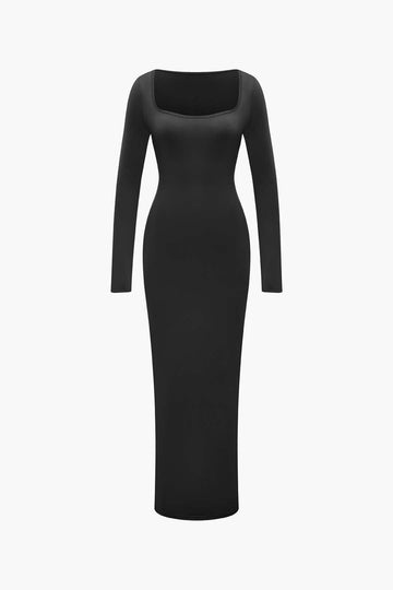 Square Neck Long Sleeve Maxi Dress