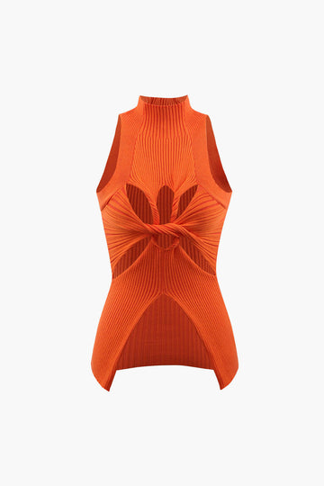 Twist Cut Out Rib Knit Tank Top