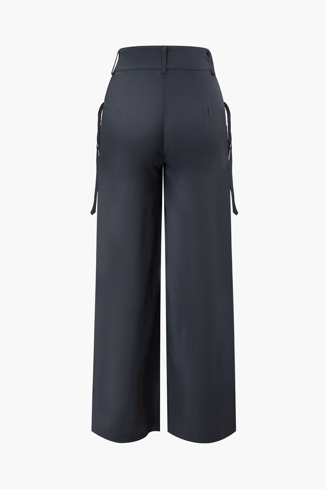 Asymmetrical Waist Ruched Straight Pants