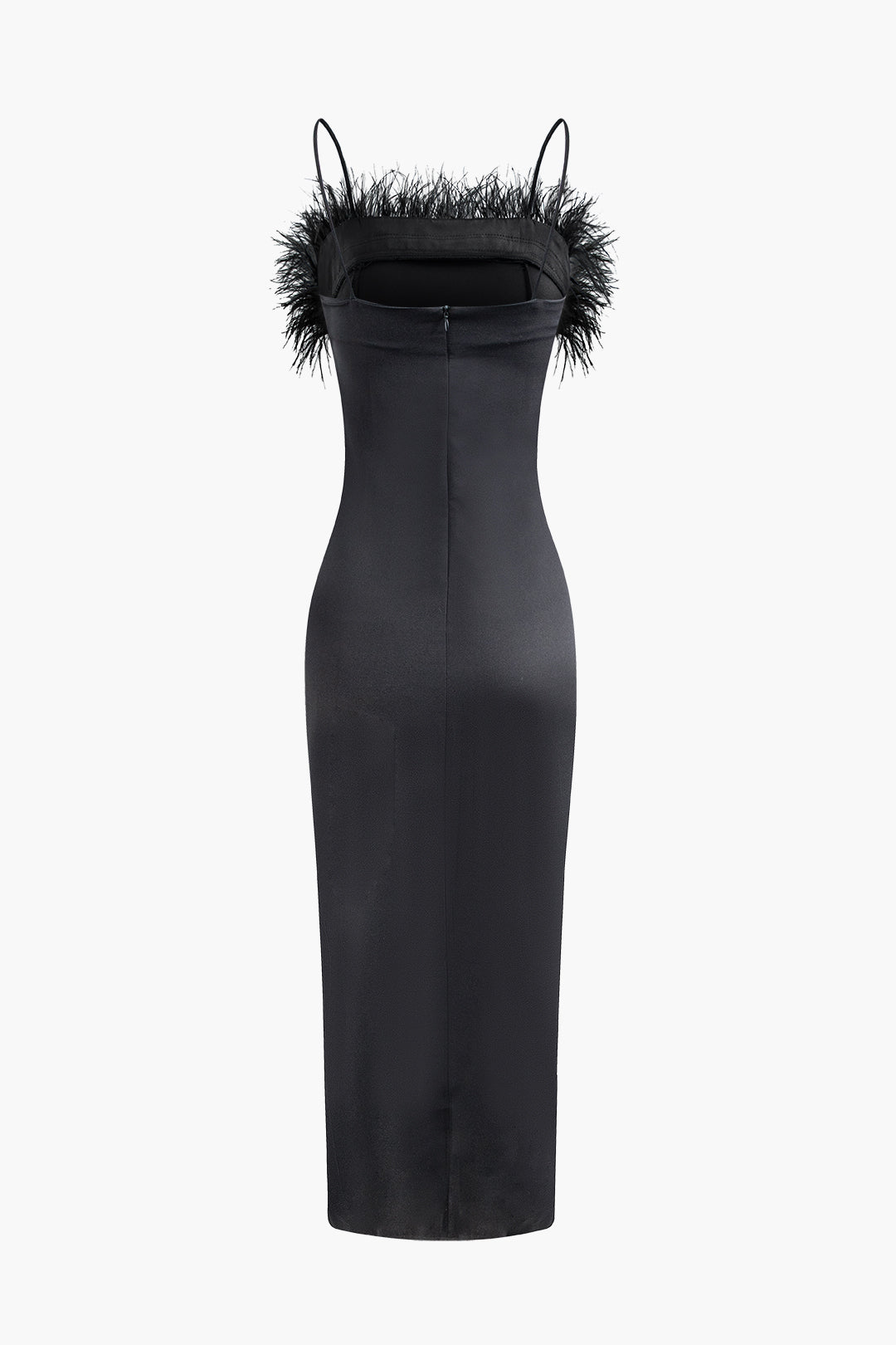 Feather Slit Slip Maxi Dress