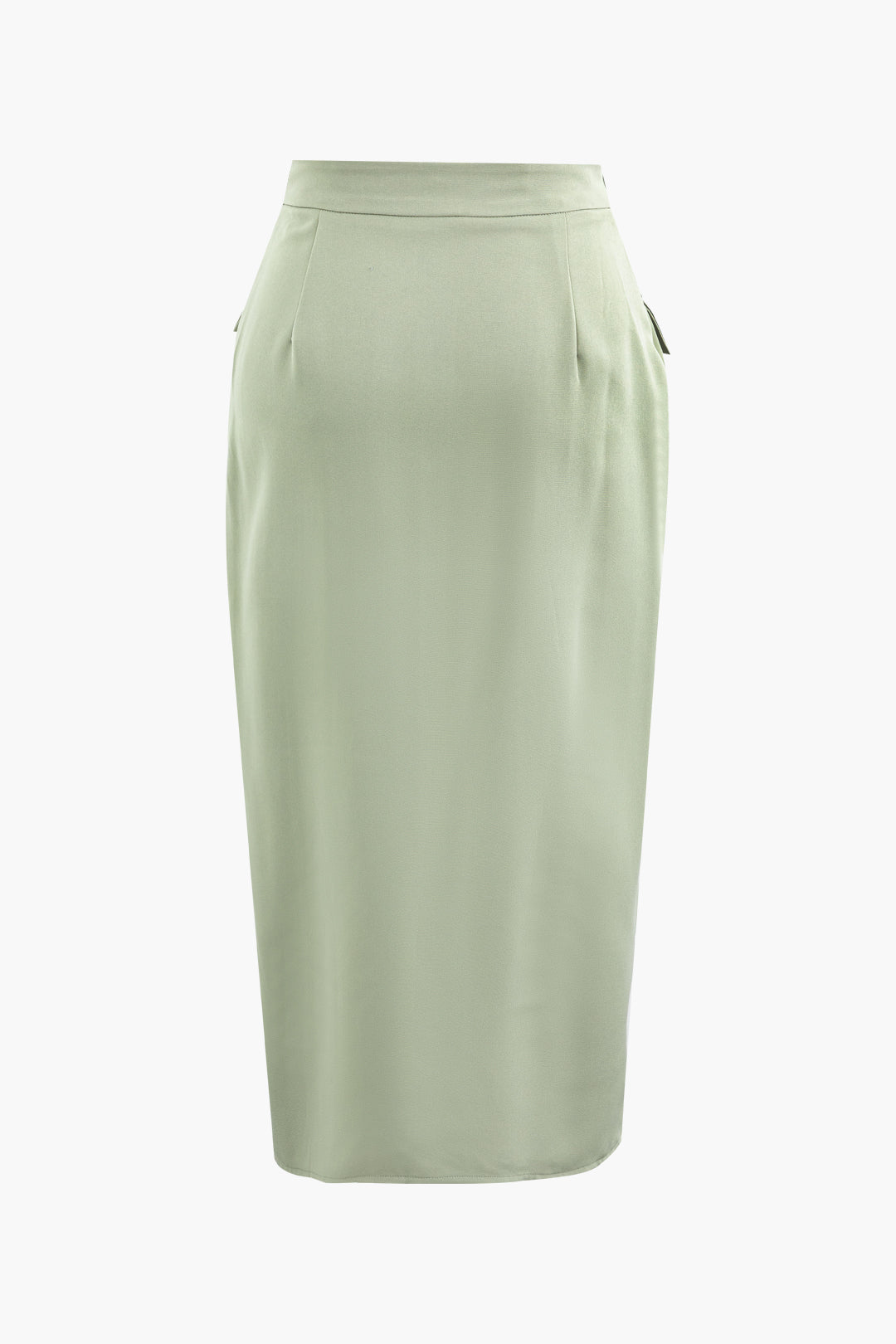 Flap Pocket Split Front Midi Skirt