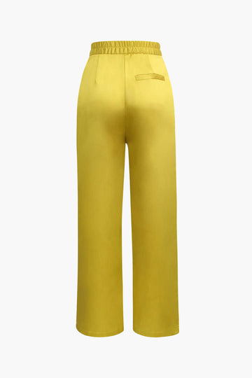 Satin High Waisted Straight Leg Trousers