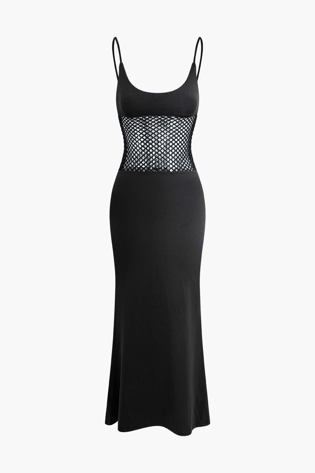 Contrast Mesh Slip Maxi Dress