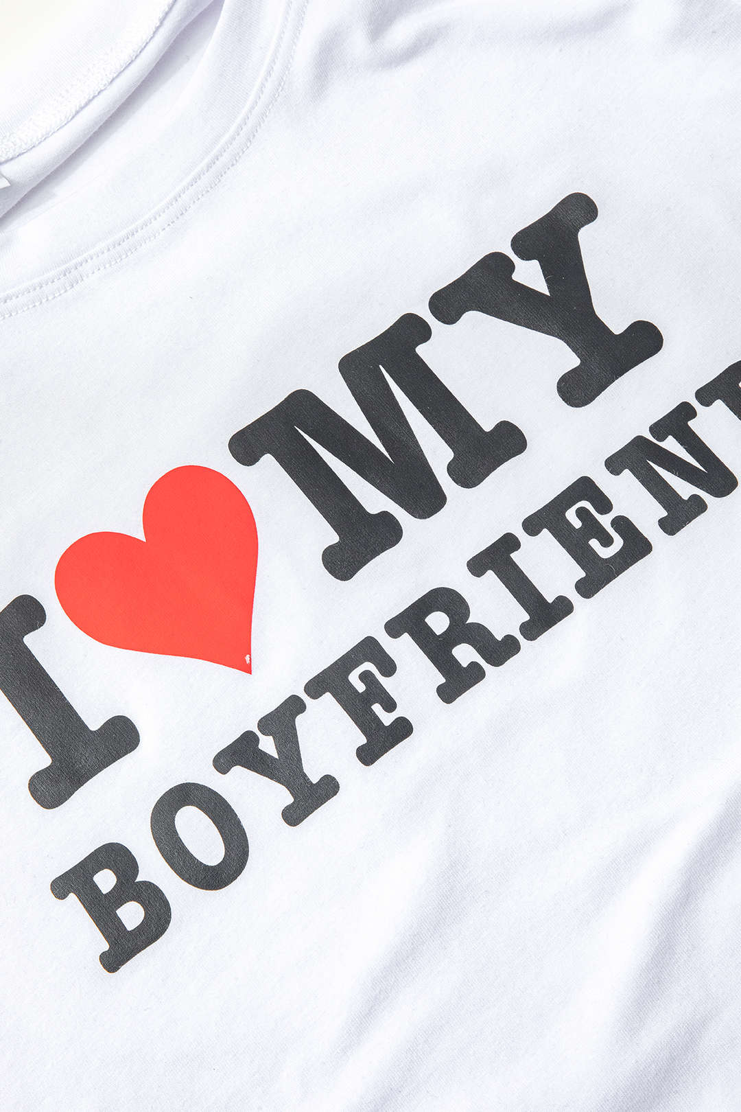 I LOVE MY BOYFRIEND Print Crop T-shirt