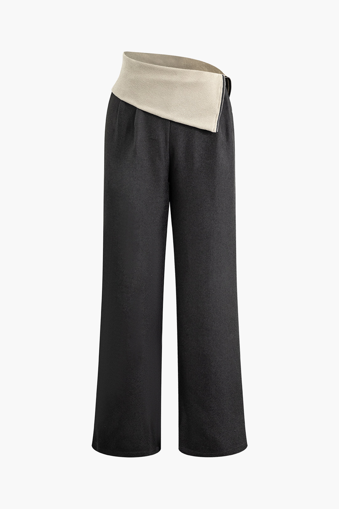 Asymmetrical Waist Straight Leg Pants