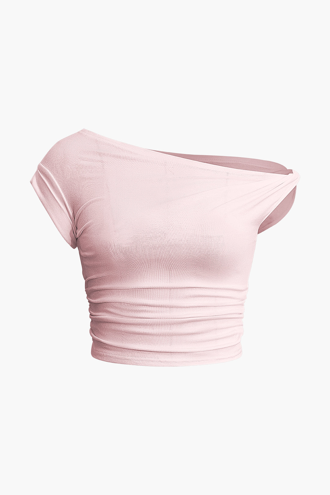 Asymmetrical Ruched Crop T-shirt