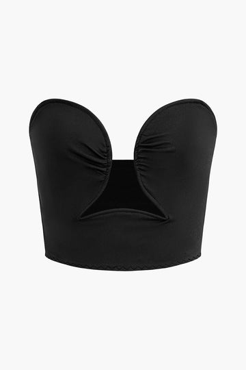 Ruched Open Back Crop Tube Top