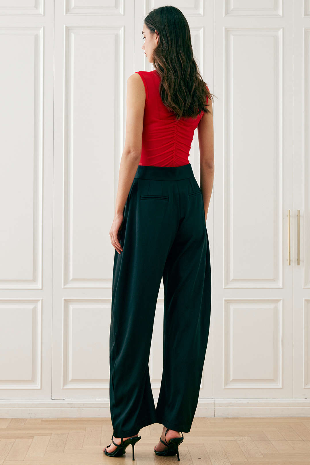 High Waist Pleated Straight Leg Pants