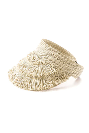 Fringe Brim Straw Visor Hat