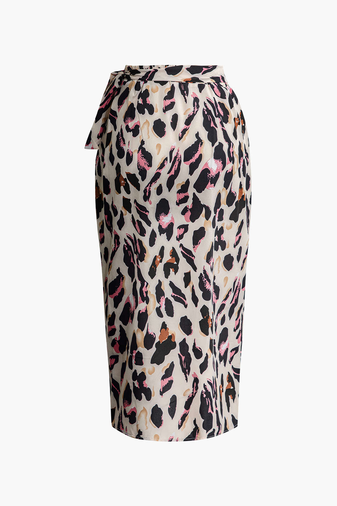 Print Tie Knot Split Midi Skirt