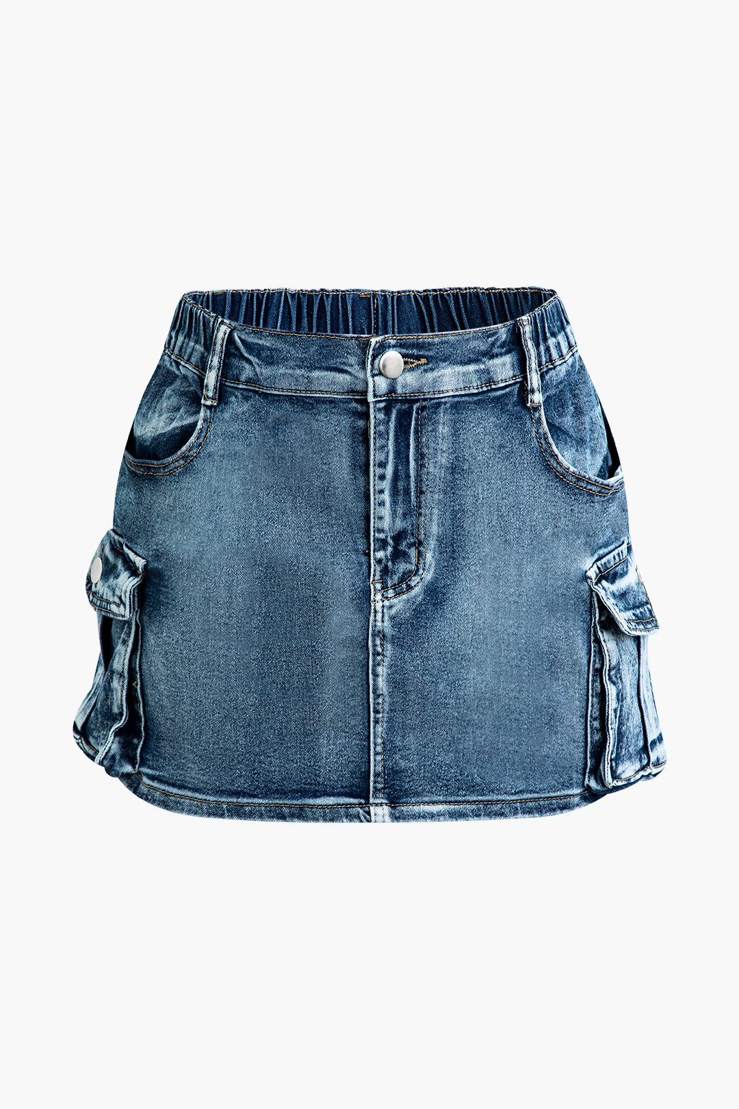 Flap Pocket Denim Mini Skirt